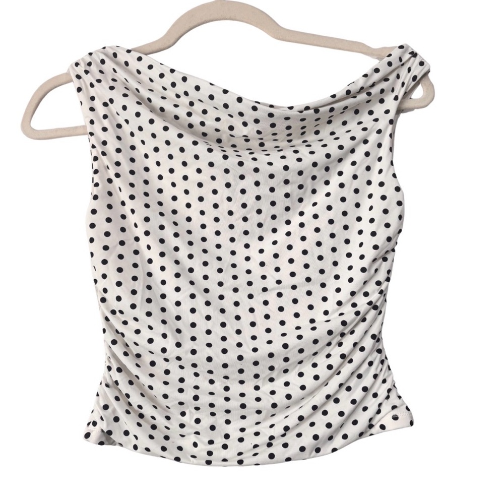 Polka Dot Cowl Neck Camisole in White and Black